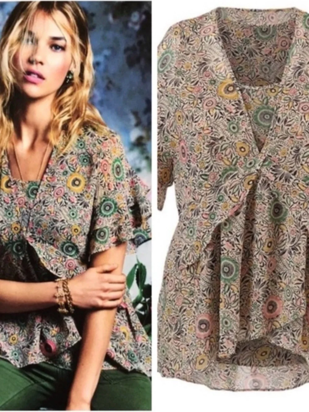 Cabi Poet Blouse (Style #5344) Floral Boho 2 pieces